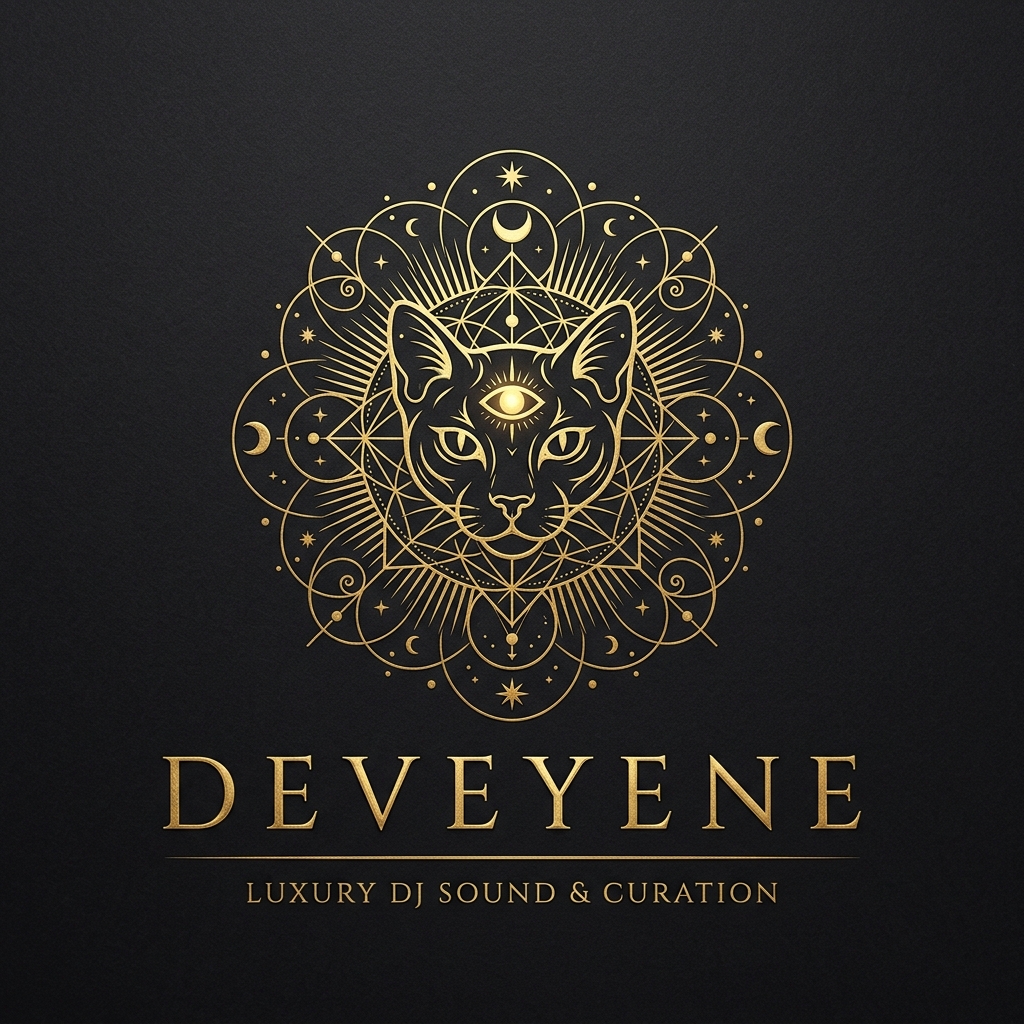 DEVEYENE 24K Sacred Gold Lyran Feline Third-Eye Mandala